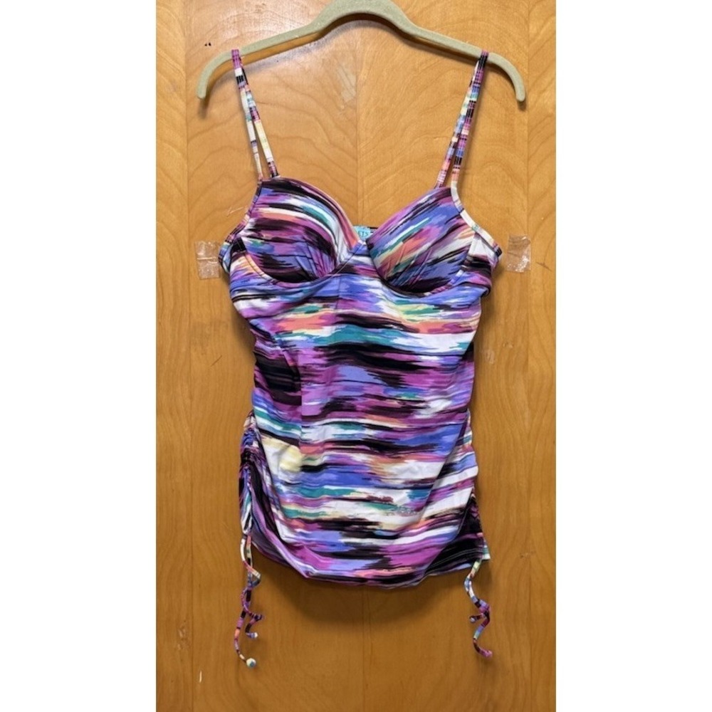 SPANX Love Your Assets By‎ Sara Blakey Multicolor Rainbow Ruched Swim Tankini